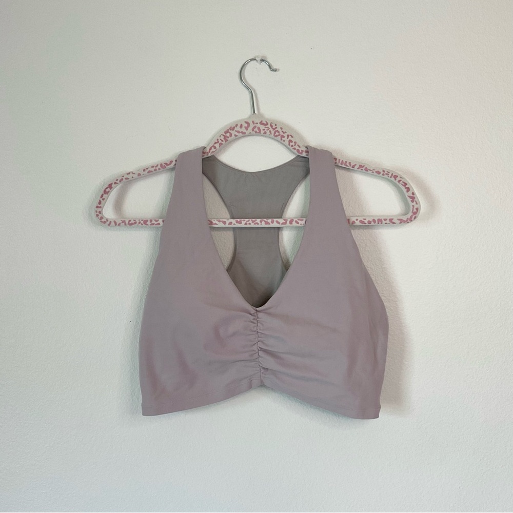 Ruched Light Lavender Purple Yoga Sports Bra